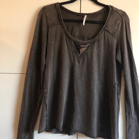 FREE PEOPLE DARK BROWN SHIRT - Picture 1 of 7
